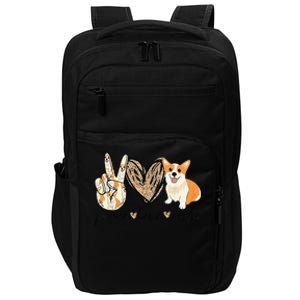 Peace Love Corgi Cute Dog Mom MotherS Day Gift Corgi Lover Impact Tech Backpack