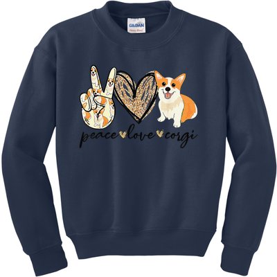 Peace Love Corgi Cute Dog Mom MotherS Day Gift Corgi Lover Kids Sweatshirt