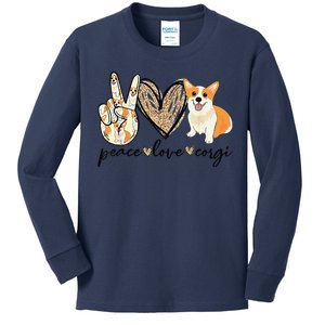 Peace Love Corgi Cute Dog Mom MotherS Day Gift Corgi Lover Kids Long Sleeve Shirt