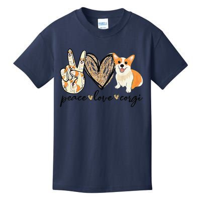 Peace Love Corgi Cute Dog Mom MotherS Day Gift Corgi Lover Kids T-Shirt