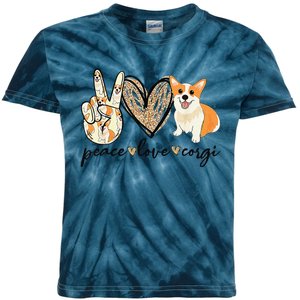 Peace Love Corgi Cute Dog Mom MotherS Day Gift Corgi Lover Kids Tie-Dye T-Shirt