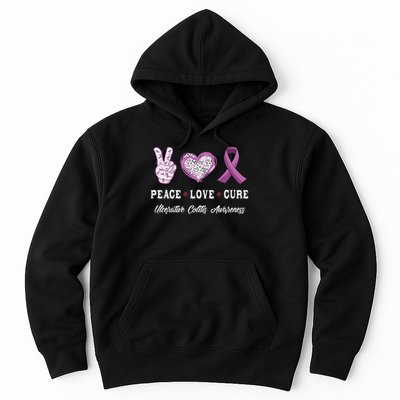 Peace Love Cure Ulcerative Colitis Awareness Men Women Hoodie