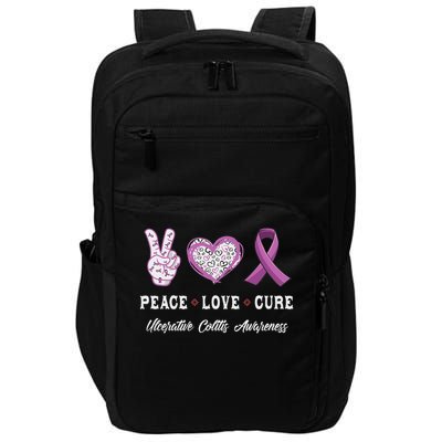 Peace Love Cure Ulcerative Colitis Awareness Men Women Impact Tech Backpack