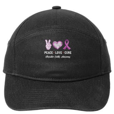 Peace Love Cure Ulcerative Colitis Awareness Men Women 7-Panel Snapback Hat