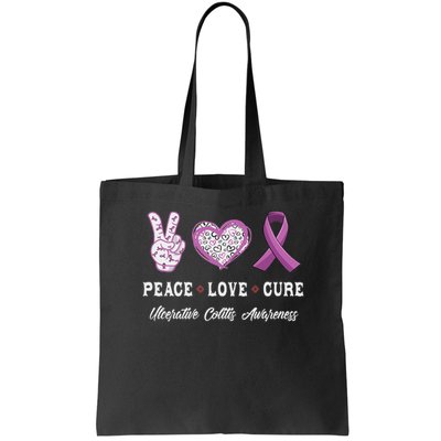 Peace Love Cure Ulcerative Colitis Awareness Men Women Bag