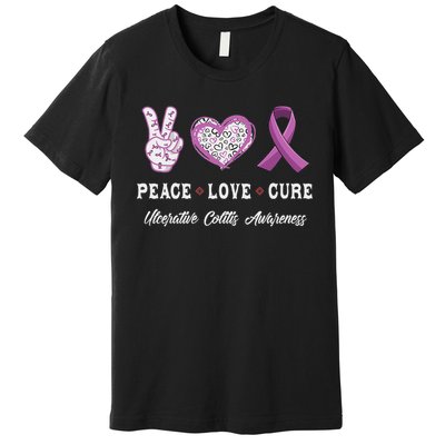 Peace Love Cure Ulcerative Colitis Awareness Men Women Premium T-Shirt