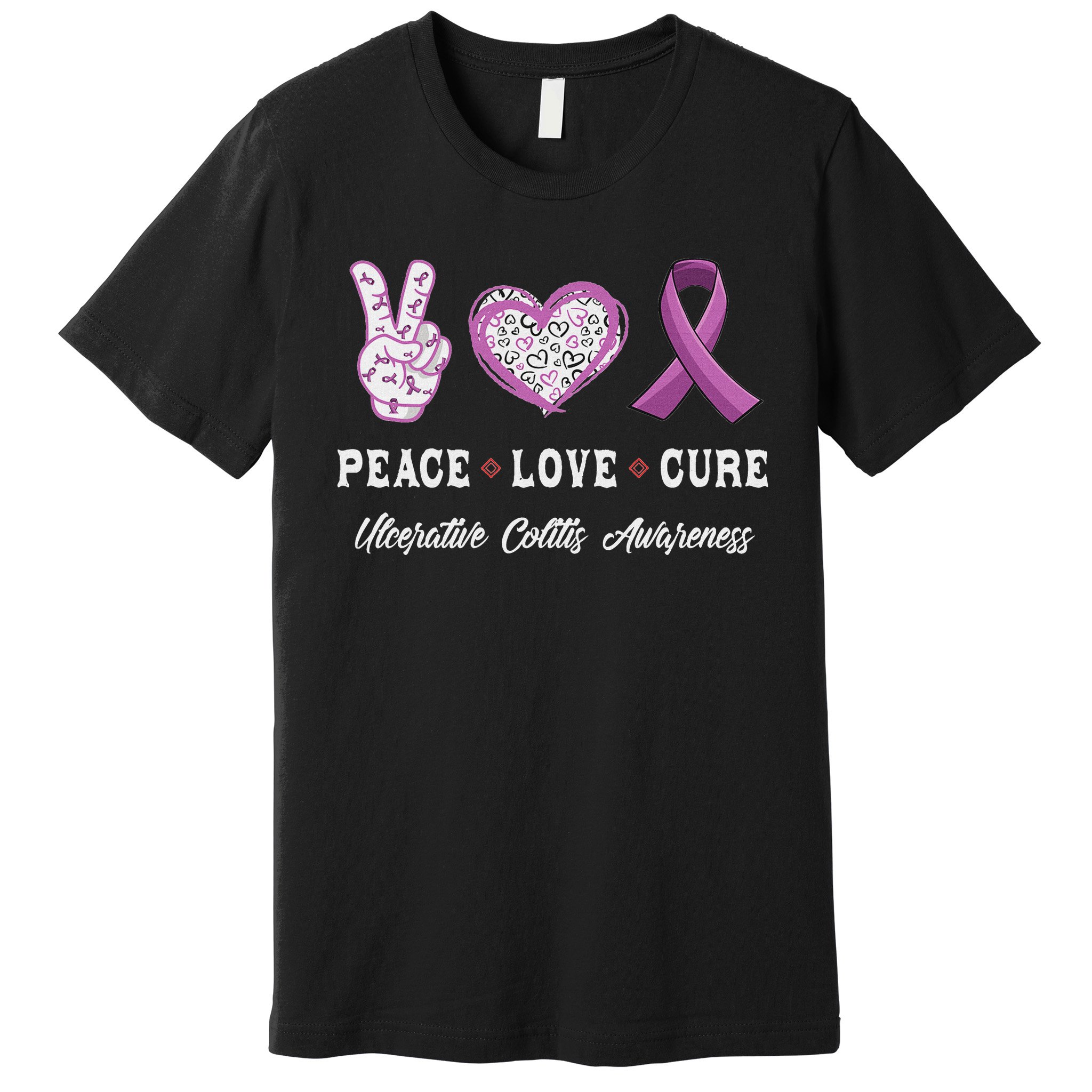 Peace Love Cure Ulcerative Colitis Awareness Men Women Premium T-Shirt