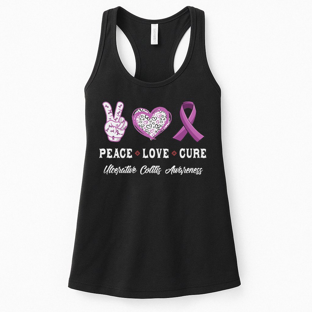 Peace Love Cure Ulcerative Colitis Awareness Men Women Womens Tank Top