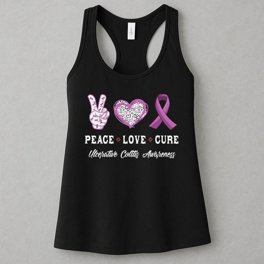 Peace Love Cure Ulcerative Colitis Awareness Men Women Womens Tank Top