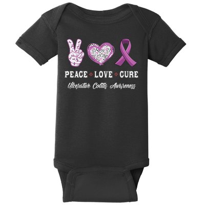 Peace Love Cure Ulcerative Colitis Awareness Men Women Baby Bodysuit