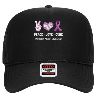Peace Love Cure Ulcerative Colitis Awareness Men Women Trucker Hat