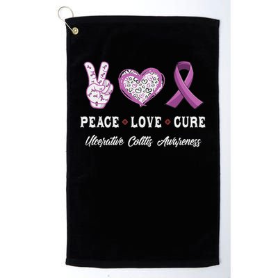 Peace Love Cure Ulcerative Colitis Awareness Men Women Golf Towel