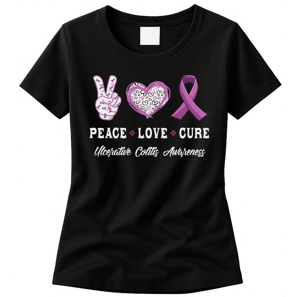 Peace Love Cure Ulcerative Colitis Awareness Men Women Womens T-Shirt