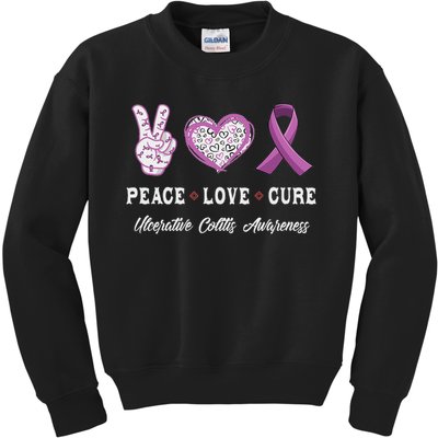 Peace Love Cure Ulcerative Colitis Awareness Men Women Kids Sweatshirt