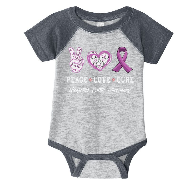 Peace Love Cure Ulcerative Colitis Awareness Men Women Infant Baby Jersey Bodysuit