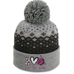 Peace Love Crochet Funny Crocheting Lover Gift Meaningful Gift The Baniff Cuffed Pom Beanie