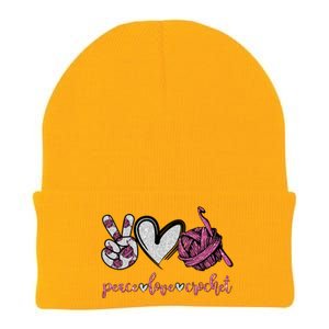 Peace Love Crochet Funny Crocheting Lover Gift Meaningful Gift Knit Cap Winter Beanie