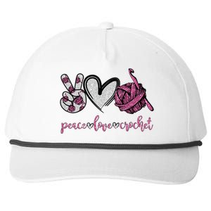 Peace Love Crochet Funny Crocheting Lover Gift Meaningful Gift Snapback Five-Panel Rope Hat