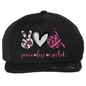 Peace Love Crochet Funny Crocheting Lover Gift Meaningful Gift Wool Snapback Cap