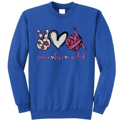 Peace Love Crochet Funny Crocheting Lover Gift Meaningful Gift Sweatshirt