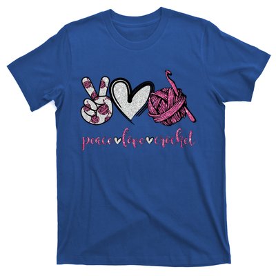 Peace Love Crochet Funny Crocheting Lover Gift Meaningful Gift T-Shirt