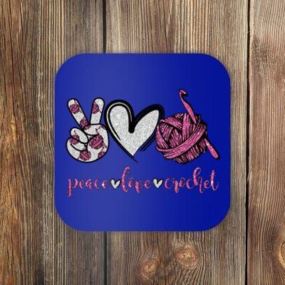 Peace Love Crochet Funny Crocheting Lover Gift Meaningful Gift Coaster