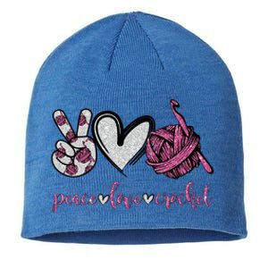 Peace Love Crochet Funny Crocheting Lover Gift Meaningful Gift Sustainable Beanie