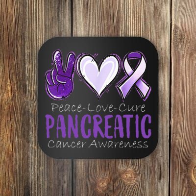 Peace Love Cure Pancreatic Cancer Awareness Coaster