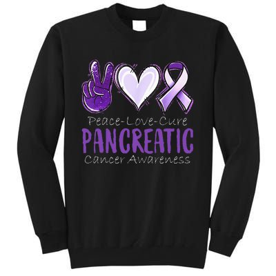 Peace Love Cure Pancreatic Cancer Awareness Tall Sweatshirt