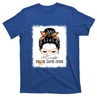 Peace Love Cure Nanny Messy Bun Multiple Sclerosis Gift T-Shirt