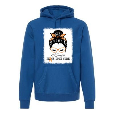 Peace Love Cure Nanny Messy Bun Multiple Sclerosis Gift Premium Hoodie