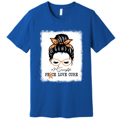 Peace Love Cure Nanny Messy Bun Multiple Sclerosis Gift Premium T-Shirt