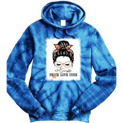 Peace Love Cure Nanny Messy Bun Multiple Sclerosis Gift Tie Dye Hoodie