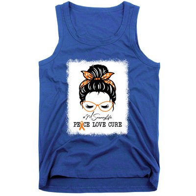 Peace Love Cure Nanny Messy Bun Multiple Sclerosis Gift Tank Top