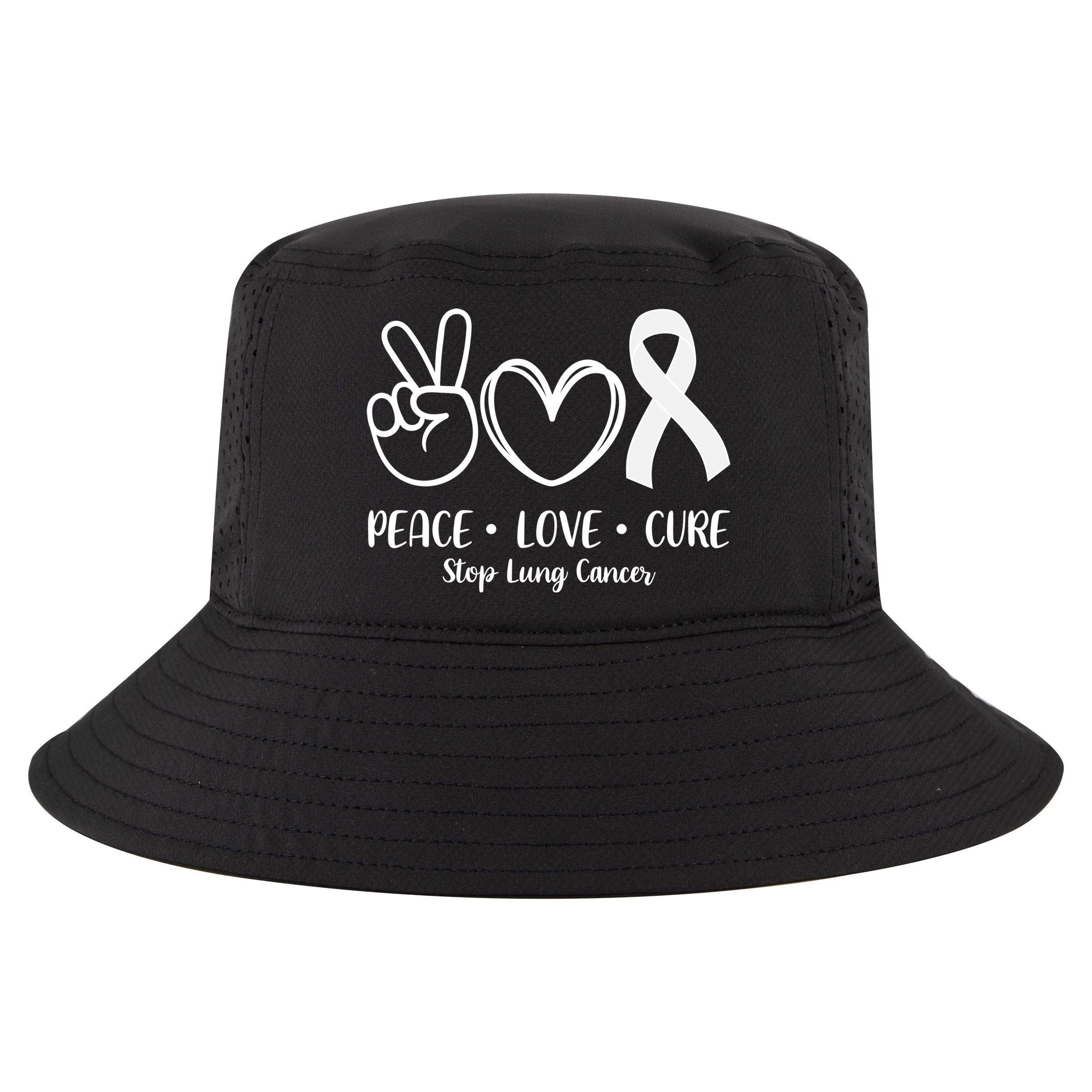 Peace Love Cure Long Cancer Awareness Cool Comfort Performance Bucket Hat