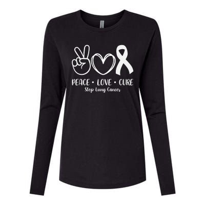 Peace Love Cure Long Cancer Awareness Womens Cotton Relaxed Long Sleeve T-Shirt