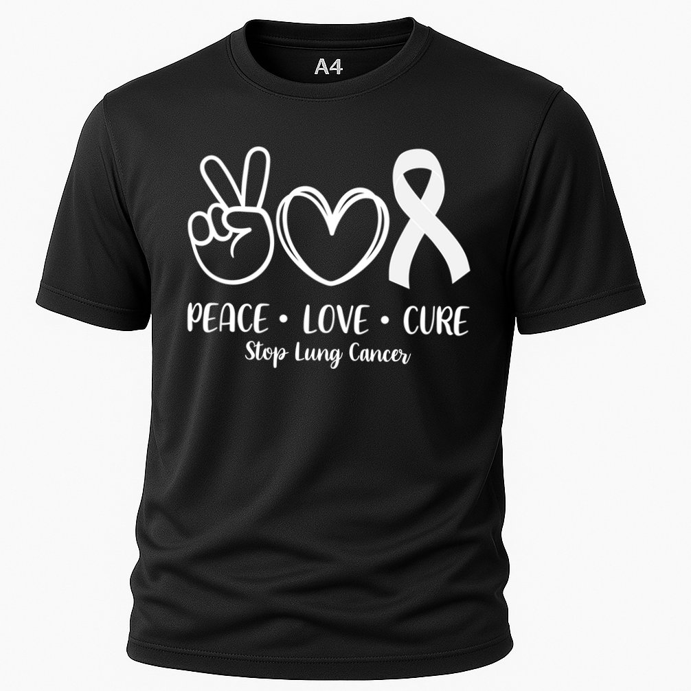 Peace Love Cure Long Cancer Awareness Cooling Performance Crew T-Shirt