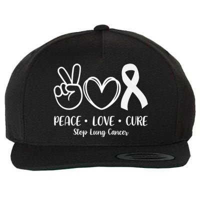 Peace Love Cure Long Cancer Awareness Wool Snapback Cap