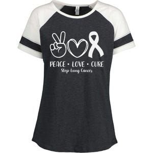 Peace Love Cure Long Cancer Awareness Enza Ladies Jersey Colorblock Tee