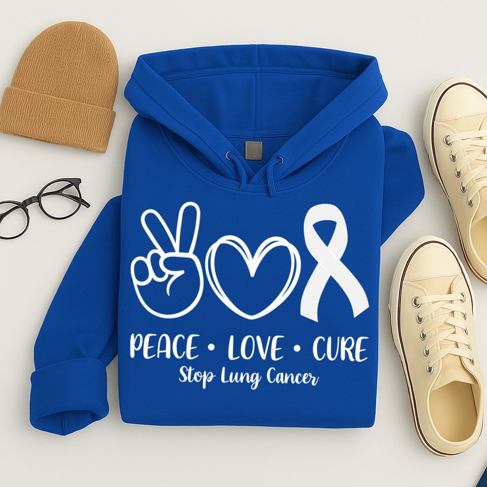 Peace Love Cure Long Cancer Awareness Hoodie