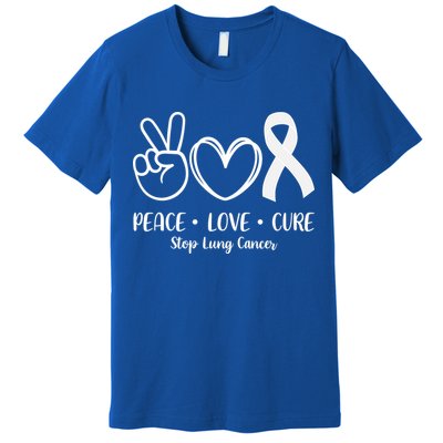 Peace Love Cure Long Cancer Awareness Premium T-Shirt