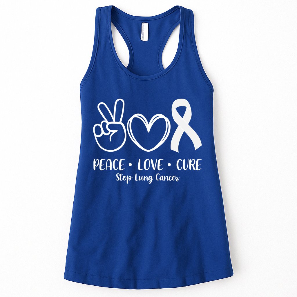 Peace Love Cure Long Cancer Awareness Womens Tank Top