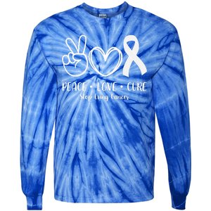 Peace Love Cure Long Cancer Awareness Tie-Dye Long Sleeve Shirt