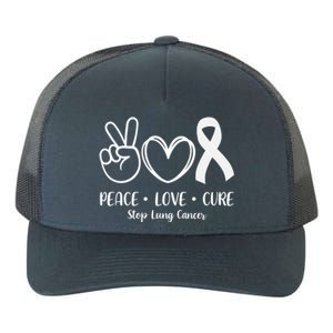 Peace Love Cure Long Cancer Awareness Yupoong Adult 5-Panel Trucker Hat