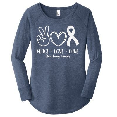 Peace Love Cure Long Cancer Awareness Women's Perfect Tri Tunic Long Sleeve Shirt