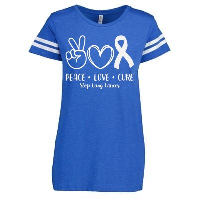 Peace Love Cure Long Cancer Awareness Enza Ladies Jersey Football T-Shirt