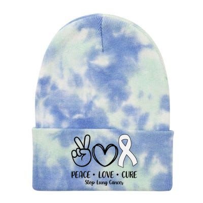 Peace Love Cure Long Cancer Awareness Tie Dye 12in Knit Beanie