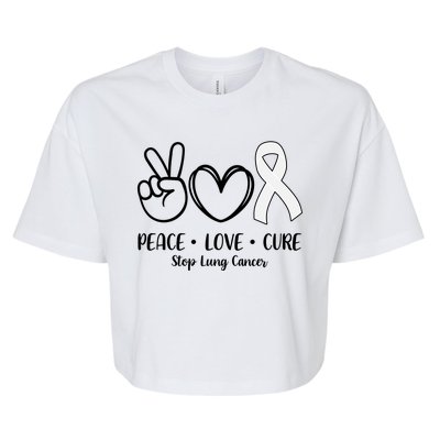 Peace Love Cure Long Cancer Awareness Bella+Canvas Jersey Crop Tee