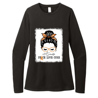 Peace Love Cure Niece Messy Bun Multiple Sclerosis Gift Womens CVC Long Sleeve Shirt