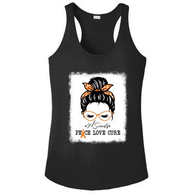 Peace Love Cure Niece Messy Bun Multiple Sclerosis Gift Ladies PosiCharge Competitor Racerback Tank